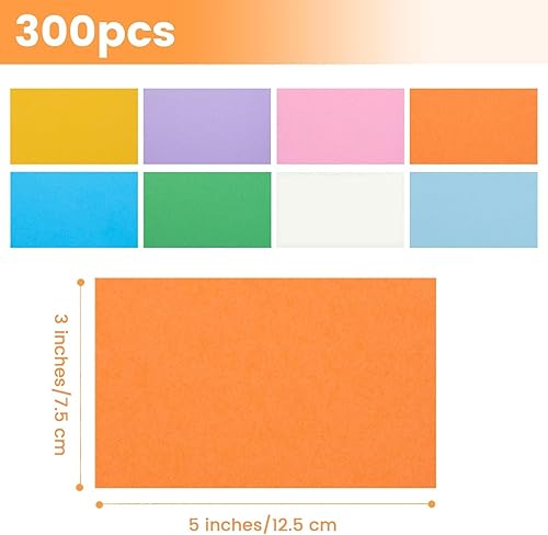 Miniatura 3 de 300 tarjetas de índice de colores, tarjetas flash de 3 x 5 pulgadas, tarjetas de notas pesadas para estudiar escuela, oficina, aprendizaje, bloc de