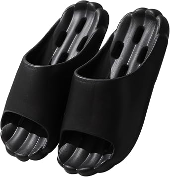 Slippers Unisex Summer,Soft Bottom Indoor Slippers, Non-Slip Shower Bathroom Slippers, Drain Hole Quick Drying SlippersBlack,Eur38-39