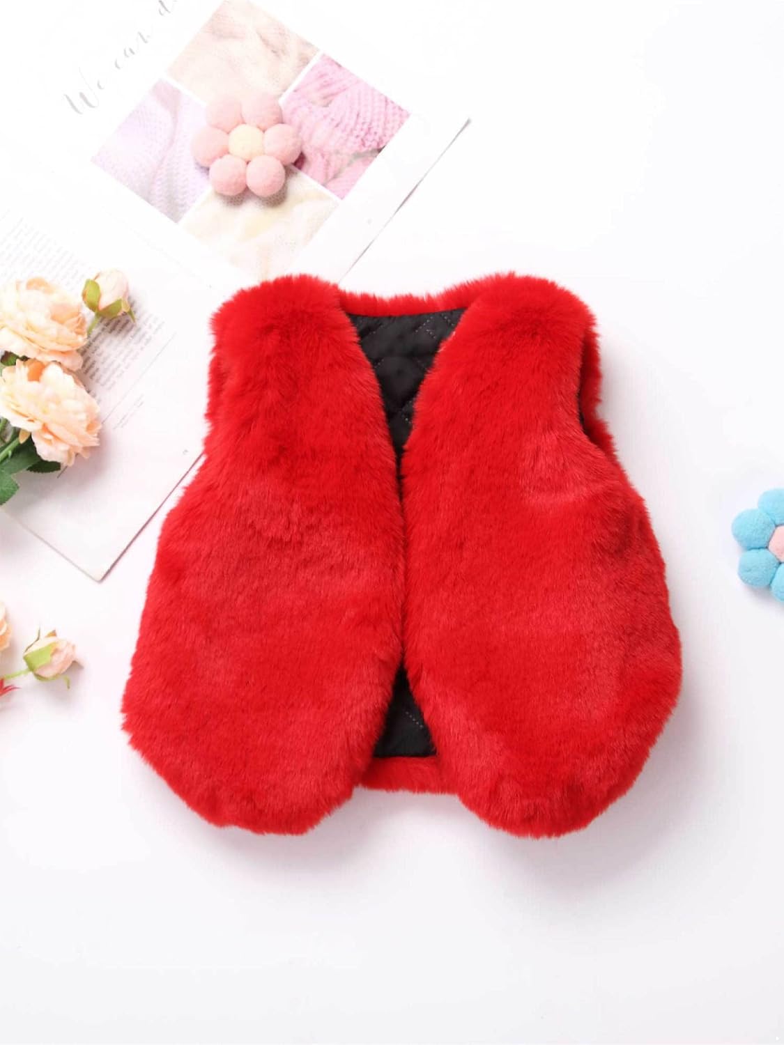 Girls Fur Faux Vest Coat Formal Birthday Party Wedding Winter Warm Dressy Waistcoat