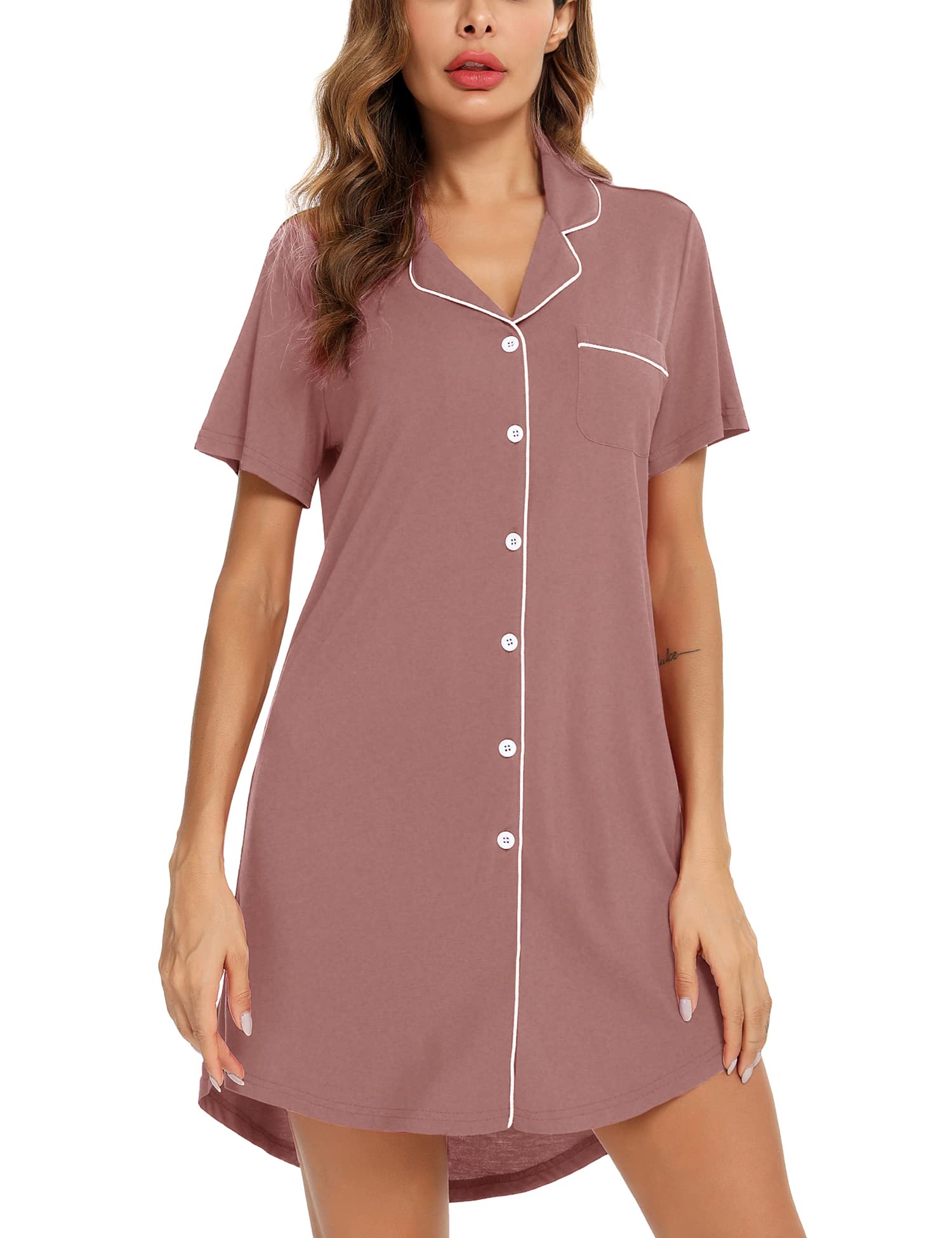 Anjue Conjunto de pijama para mujer, conjunto de pijama de manga larga, con pantalones cortos, cuello redondo, S-2XL