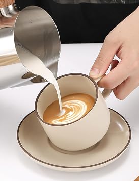Steaming Pitcher Milk Frothing Pitcher Coffee Milk Frothing Cup with Wooden Handle (Black, 32OZ/900ML)