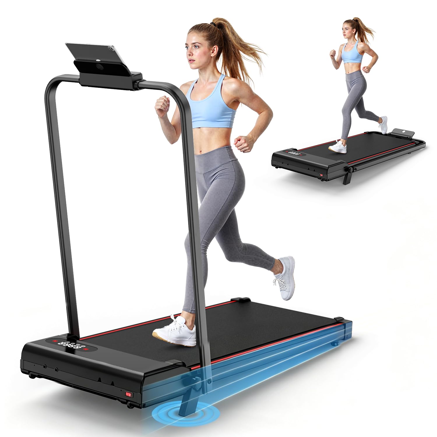 Tapis Roulant Elettrico Salvaspazio 7%, 3 IN 1 Walking Pad Pieghevole, 2.5CV Tapis Roulant Con Inclinazione