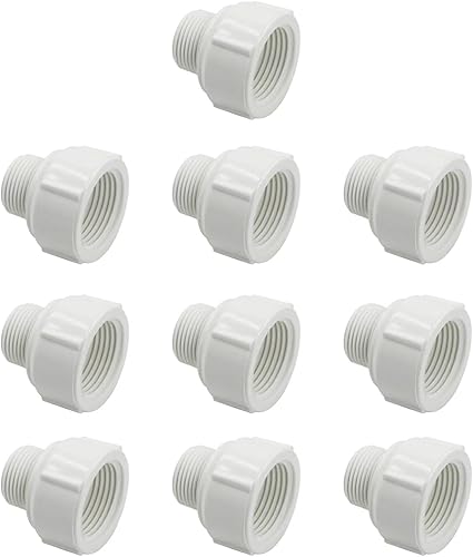 FangKingNo 10 piezas de PVC reductor de manguera de jardín hembra acoplamiento de buje hembra, rosca macho de 12 pulgada a rosca hembra de 34