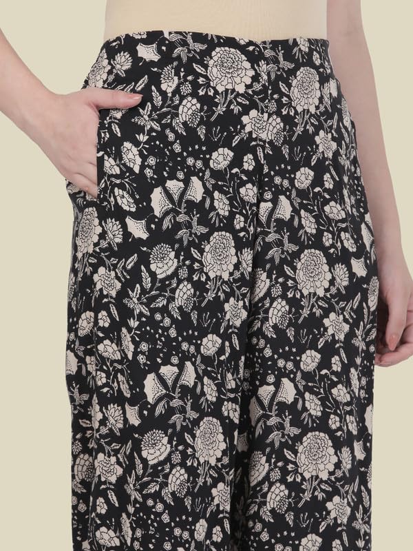 Image of GO COLORS Soft Viscose Printed Palazzo Full Length for Women| Breathable, Mid Rise