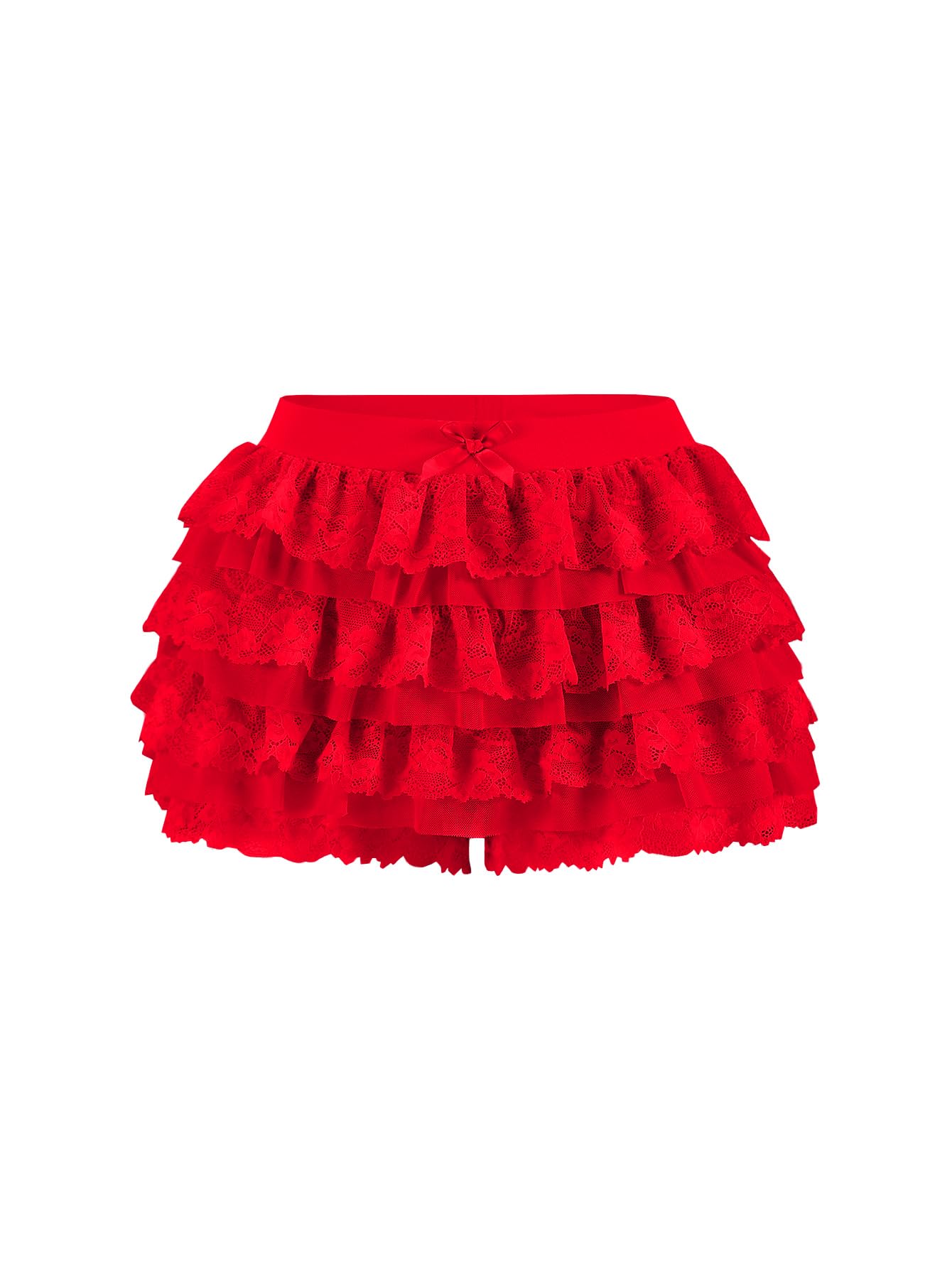 Women Y2K Lace Multi-Layered Bloomers Lolita Ruffle Shorts Cute Mini Skirt