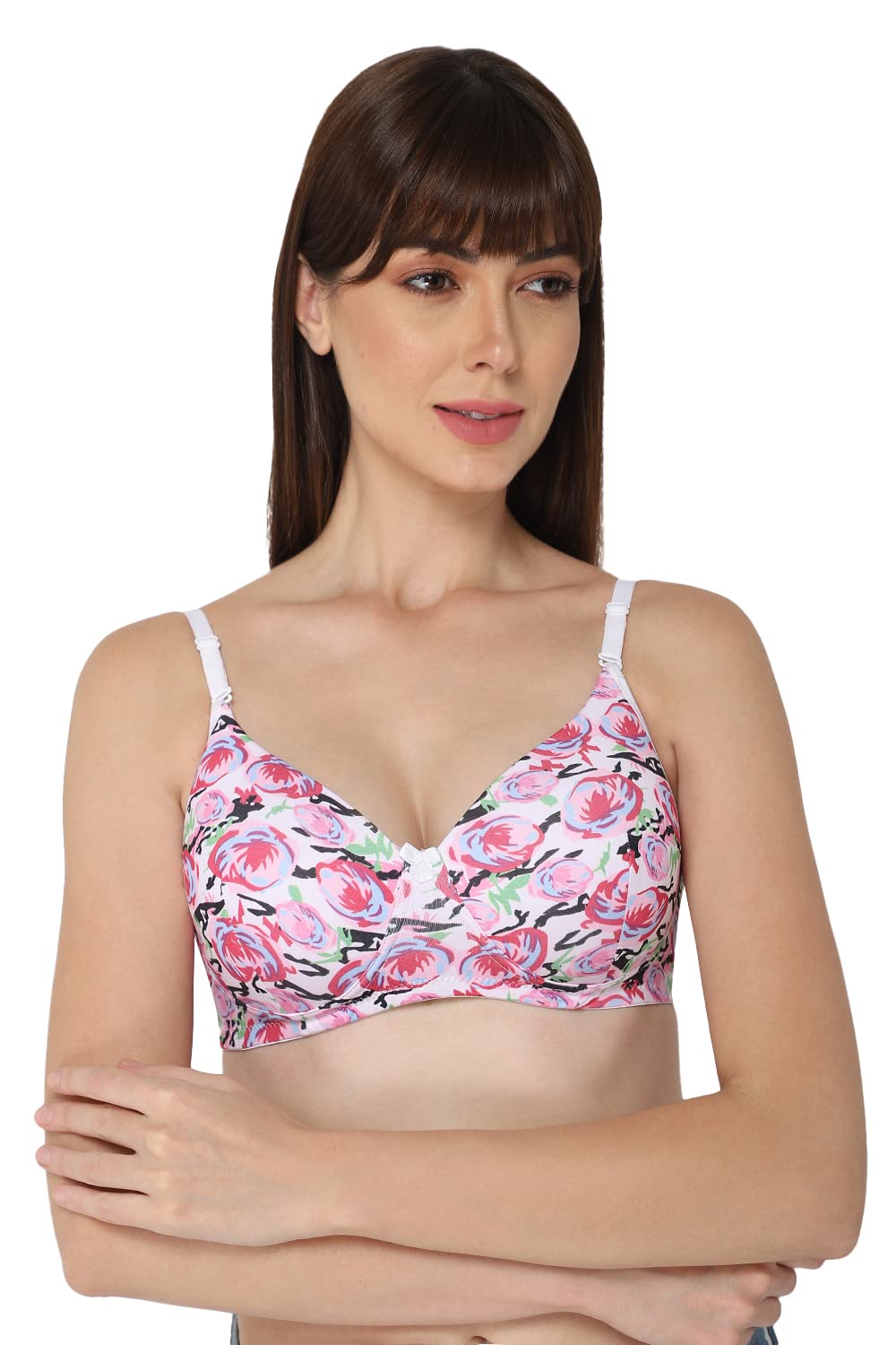 intimacy lingerie Women's Padded Non-Wired Printed Multiway T-Shirt Bra with Detachable Transparent Straps- UC07-picture-4