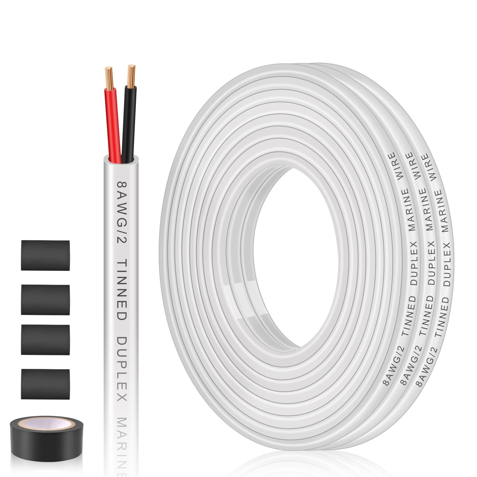 8 AWG Tinned Copper Boat RV Cable NexaNova 8 AWG Marine Wire - 20ft Tinned  Copper Electrical Cable For Boat, RV \u0026 Automotive Marine Electrical Wire, image size:1600x1600