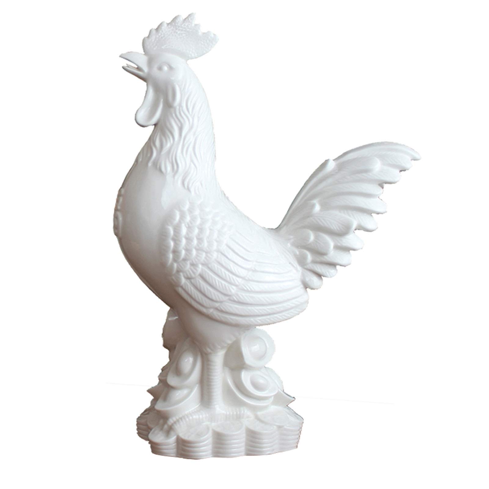SBCGFY Sculpture Accent Fine Porcelain Large Rooster Chinese Zodiac Chicken Statue Home Feng Shui Animal Sculpture Figurine, 11.4Inch, White Tabletop Statue