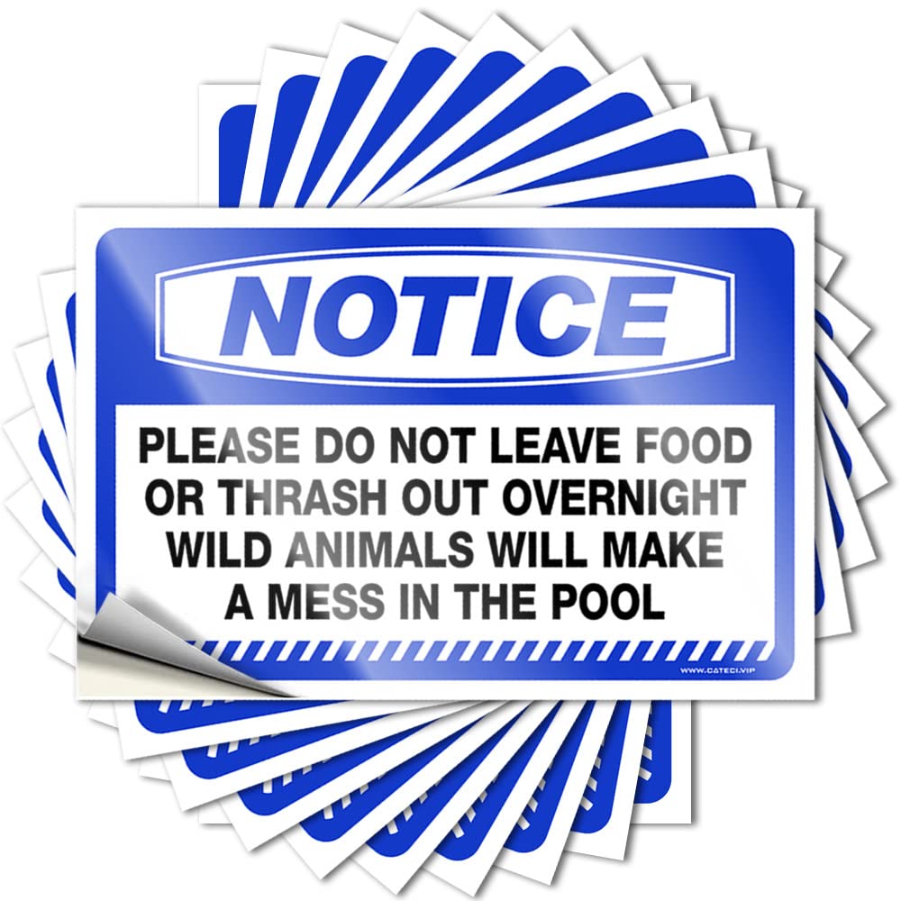 Hardhat Stickers and Decals Notice Please Do Not Leave Food Or Trash Out Overnight Stickers 10 Pcs Sticker for Cars Toolbox Stickers and Decals(8X12CM)