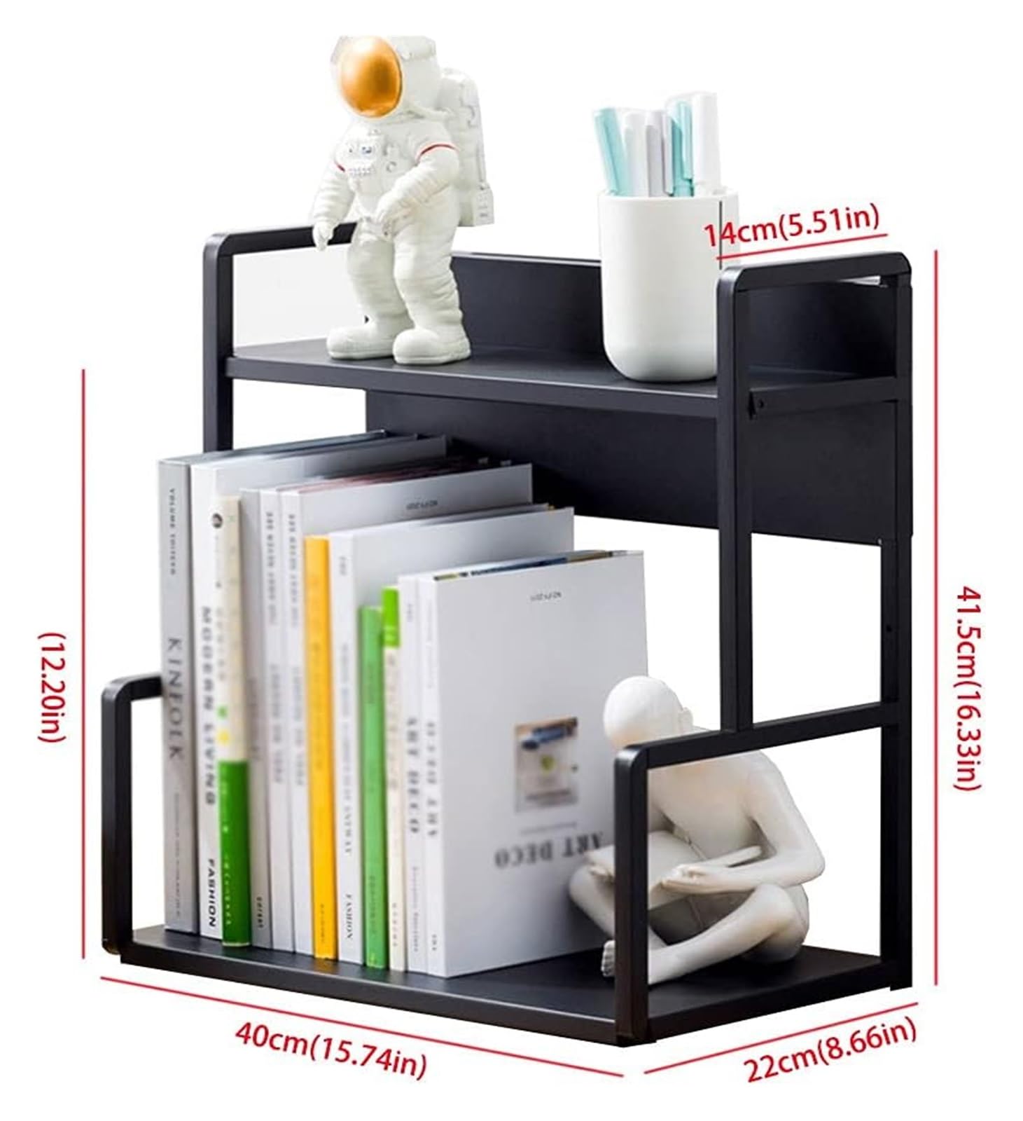 Slish nizer - Piccolo scaffale multi-strato in acciaio inox per riviste Boo, CD e cartelle, per camera da letto e cucina
