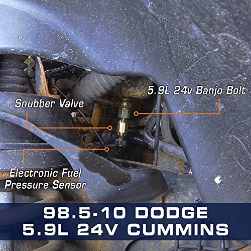 Glowshift Fuel Pressure Snubber Valve Sensor Adapter Compatible With 12-Valve & 24-Valve 5.9L 6.7L Dodge Ram 2500 3500 Cummins Diesel - 1/8-27 Npt Threads - Installs To Fuel Filter Housing #TOP2