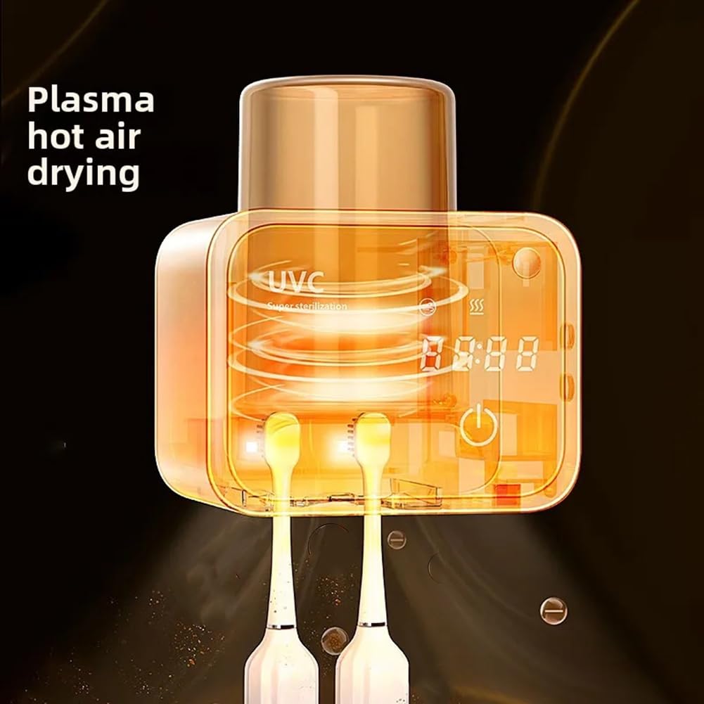 Pantalla LED inteligente UV esterilizador para cepillo de dientes secador recargable montado en la pared soporte para cepillos de dientes con accesorios de baño, práctico organizador para artículos