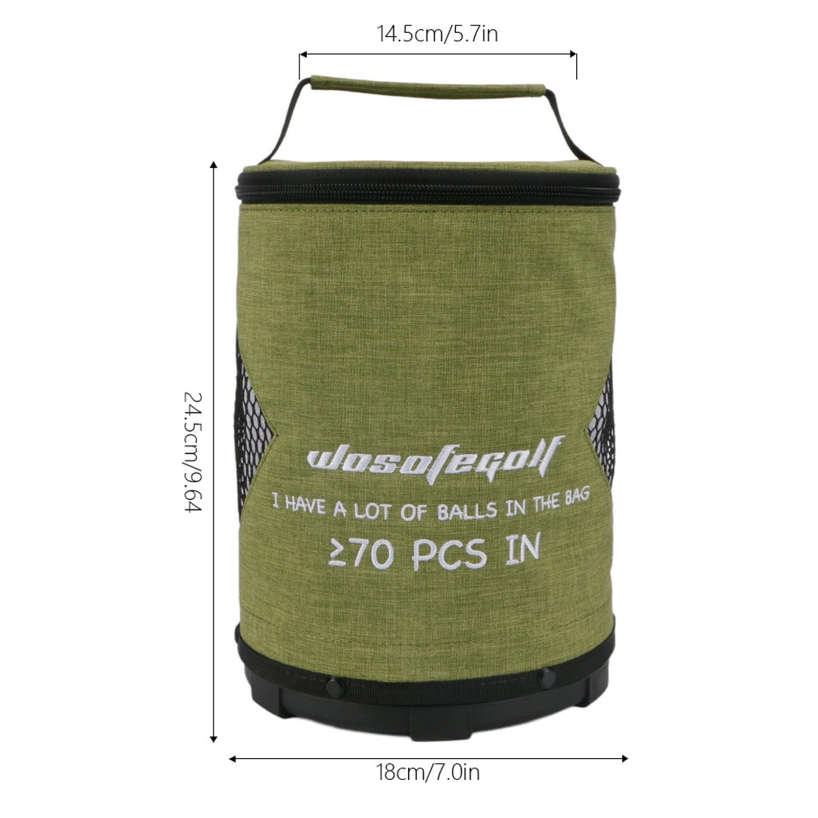 Pochette pour balle de golf – Pochette cylindrique de grande capacité avec fermeture éclair | Pochettes de rangement portables et pliables, sac léger pour balle de golf, pingpong
