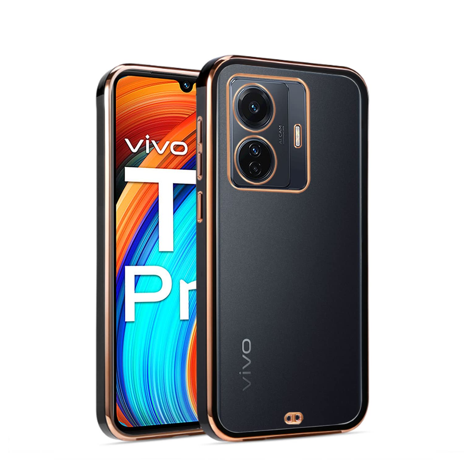 Pikkme Vivo T1 Pro 5G / iQOO Z6 Pro 5G Back Cover | Gold Electroplating Transparent Chrome | Raised Edges | Super Soft-Touch | Bumper Case for Vivo T1 Pro 5G / iQOO Z6 Pro 5G (TPU, Black) (B0B5KWTBH8) Amazon Price History, Amazon Price Tracker