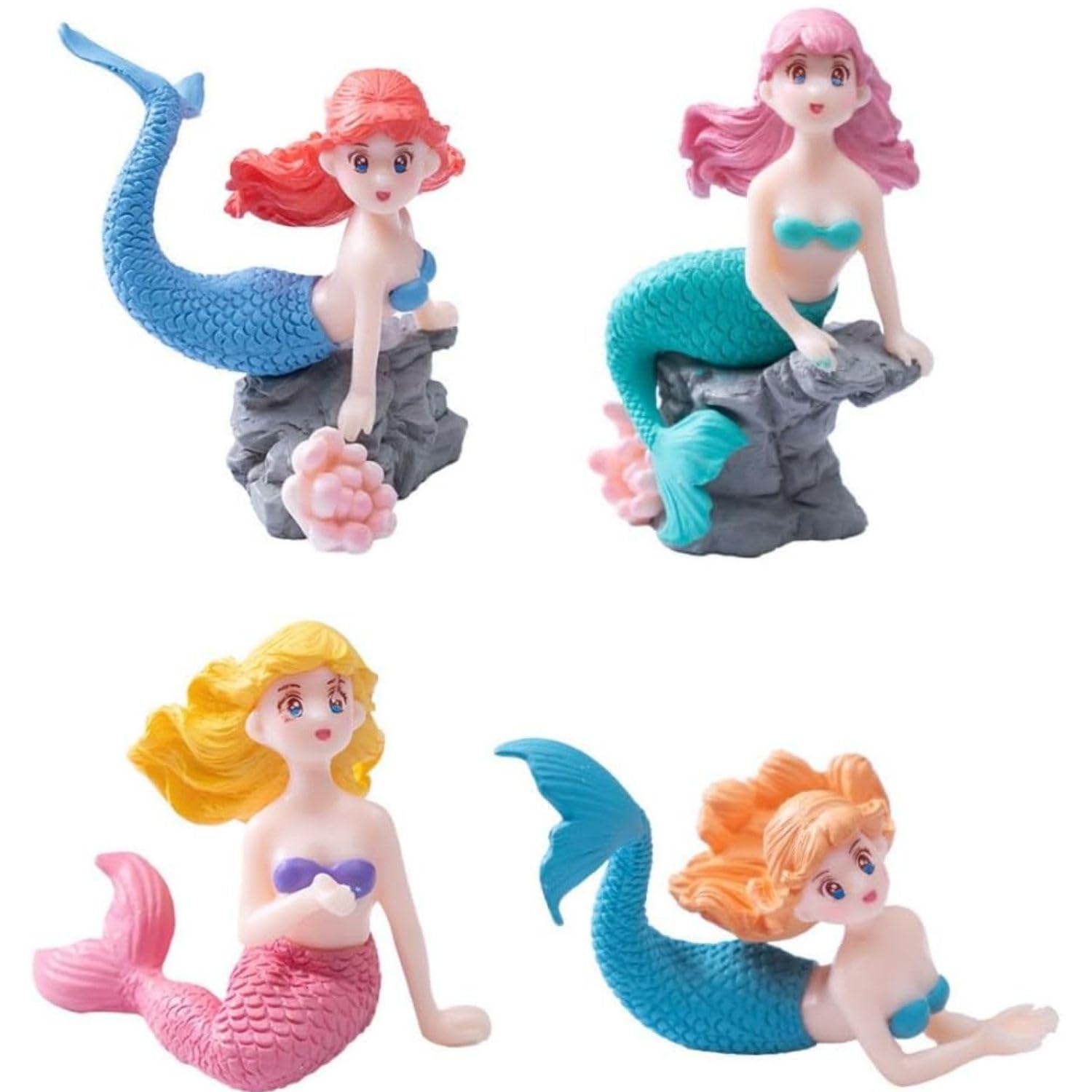 FunBlast Mermaid Miniature Toy Figures – Set of 4 Colorful Mini Mermaid Figurines for Kids, Aquarium Decoration, Fairy Garden, Birthday Cake Topper, Home & Table Décor-image-37