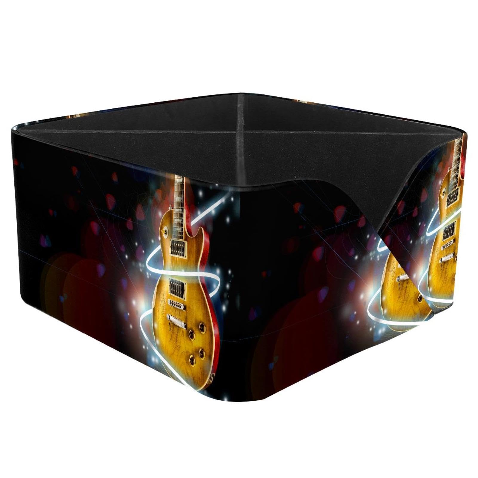 KengjuTesu Guitar Music Desktop Organizer Pen Holder, Rectangular Pencil Cup for Office, Study and Makeup Stations