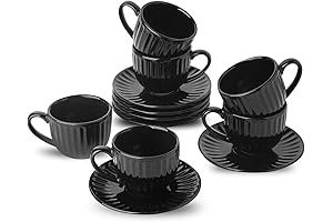 Hasense 4 Oz Espresso Cups with Saucers