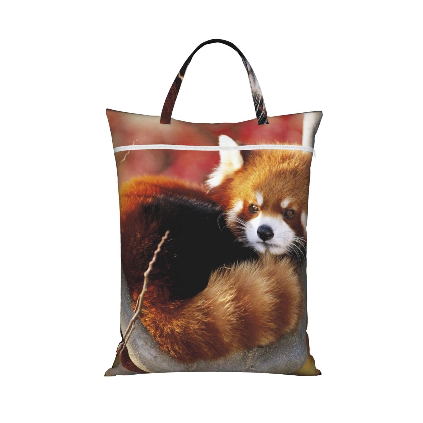 Yfsgdlbn 1 Pc Red Panda Printed Travel Dirty Laundry Bag Clothes Pack Storage Basket Bag