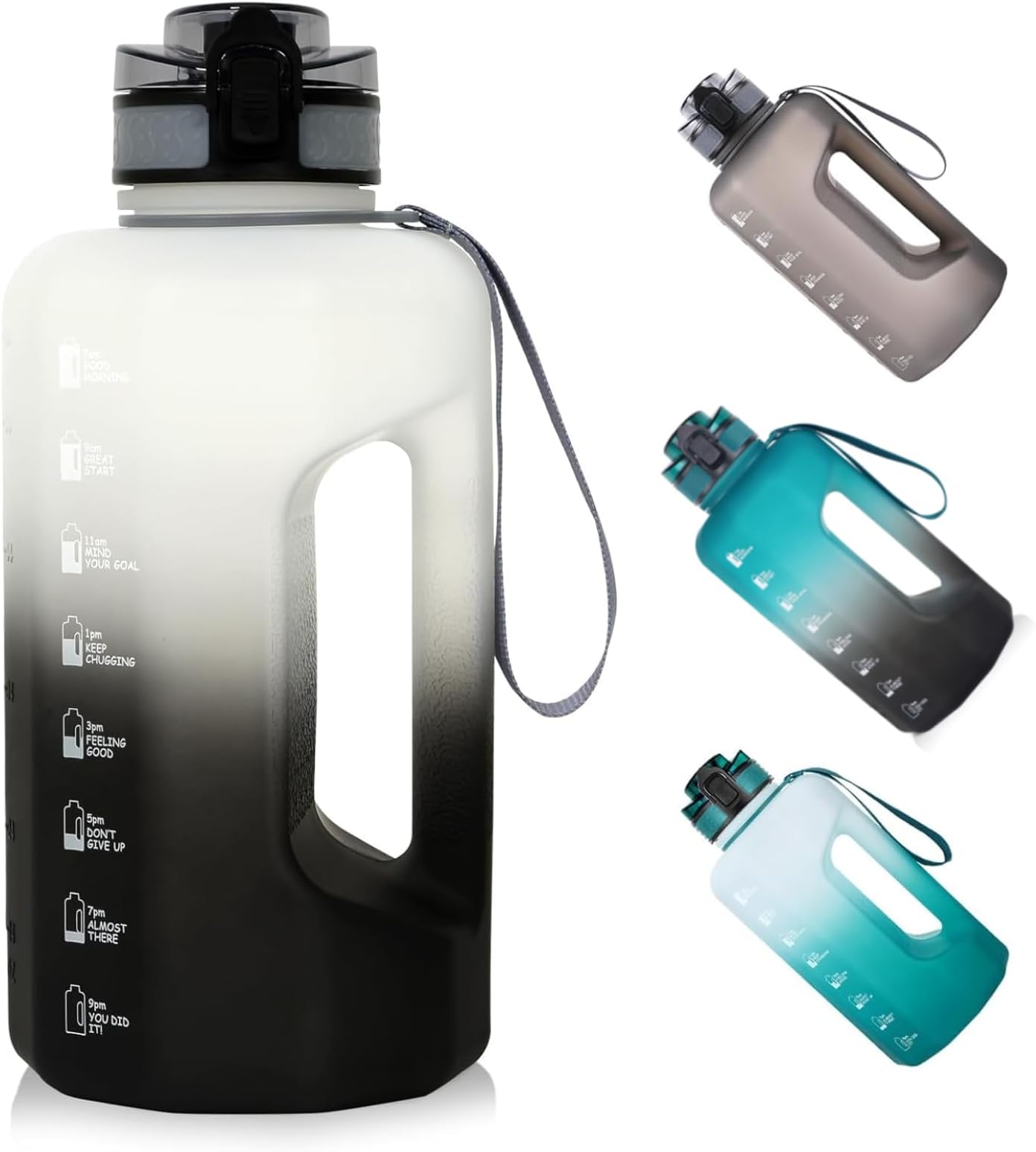 – GEMFUL Water Bottle with Motivational Time Marker - 2.2 Liter Daily Hydration Tracker Jug BPA Free for Office Man Women Wellness
