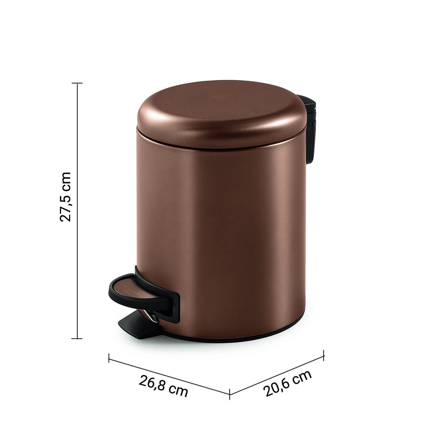 KIAMAMI VALENTINA - Kosmetikeimer 5 Liter aus Edelstahl in Roségold mit Soft-Close-Deckel, Papaya