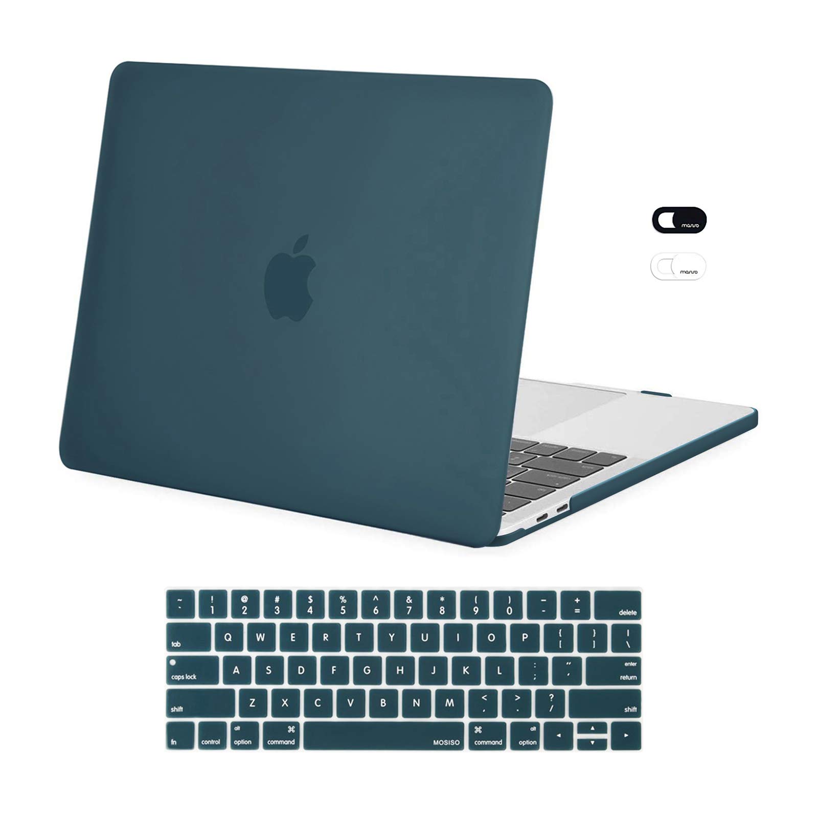 MOSISO Compatible with MacBook Pro 13 inch Case 2022, 2021, 2020-2016 M2 M1 A2338 A2251 A2289 A2159 A1989 A1708 A1706, Plastic Hard Shell Case & Keyboard Cover Skin & Webcam Cover, Deep Teal