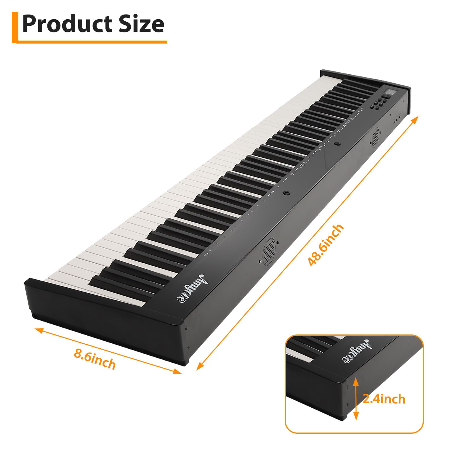 88 Key Portable Electric Semi-Weighted Keyboard Piano for Beginners and Professionals with Power Supply, Pedal, and Built-In Speakers,No Stand Included