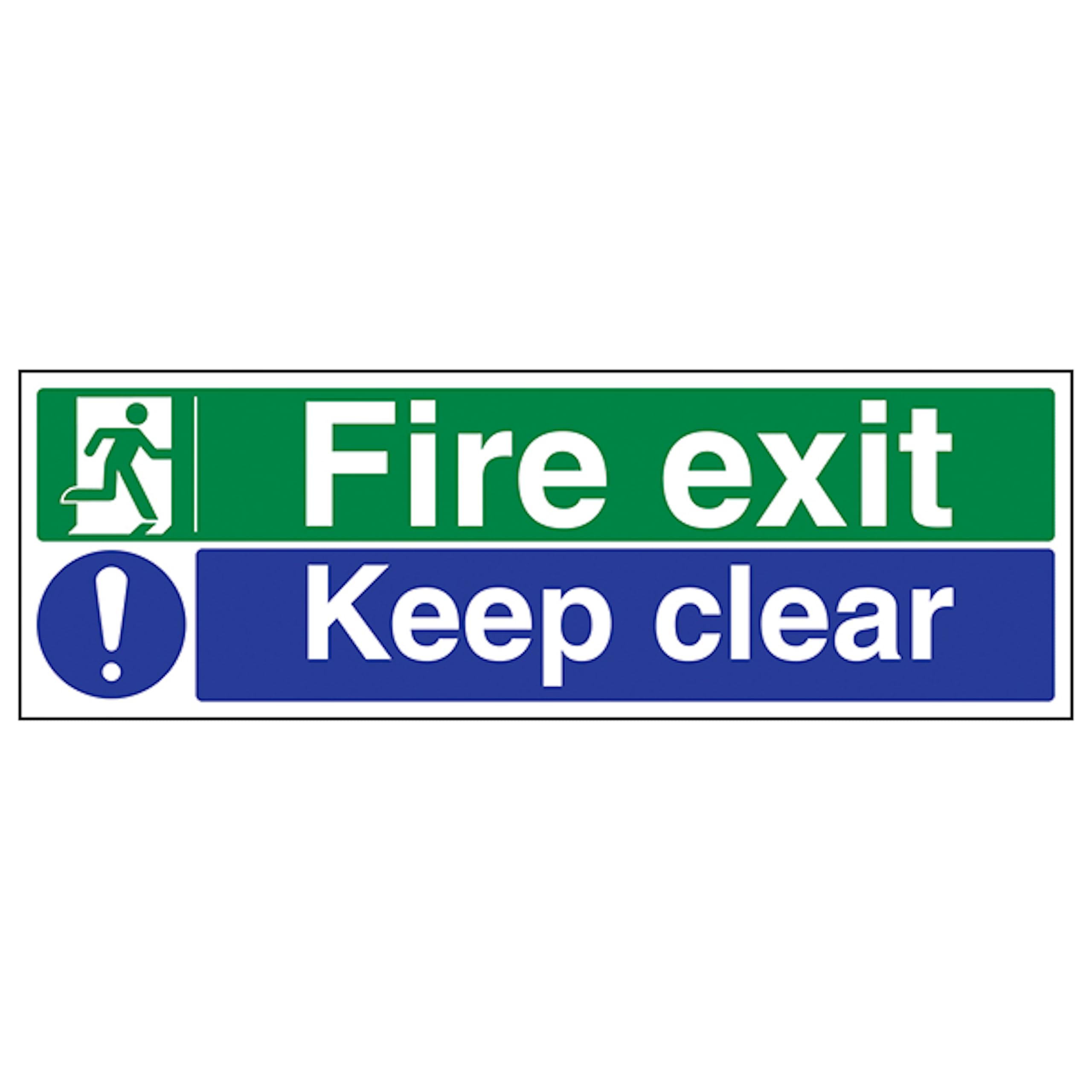 V Safety Fire Exit/Keep Clear 450 x 150 mm - 3mm Aluminium Composite Safety Sign