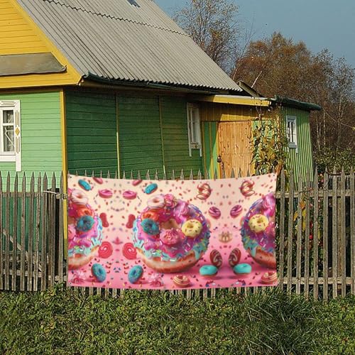 MINDBBDFJ Colorful Cupcake Donut Print Banners And Signs For Outdoor/Indoor,Personalized Banner Customizable Parties Halloween Banner (180x90cm)4