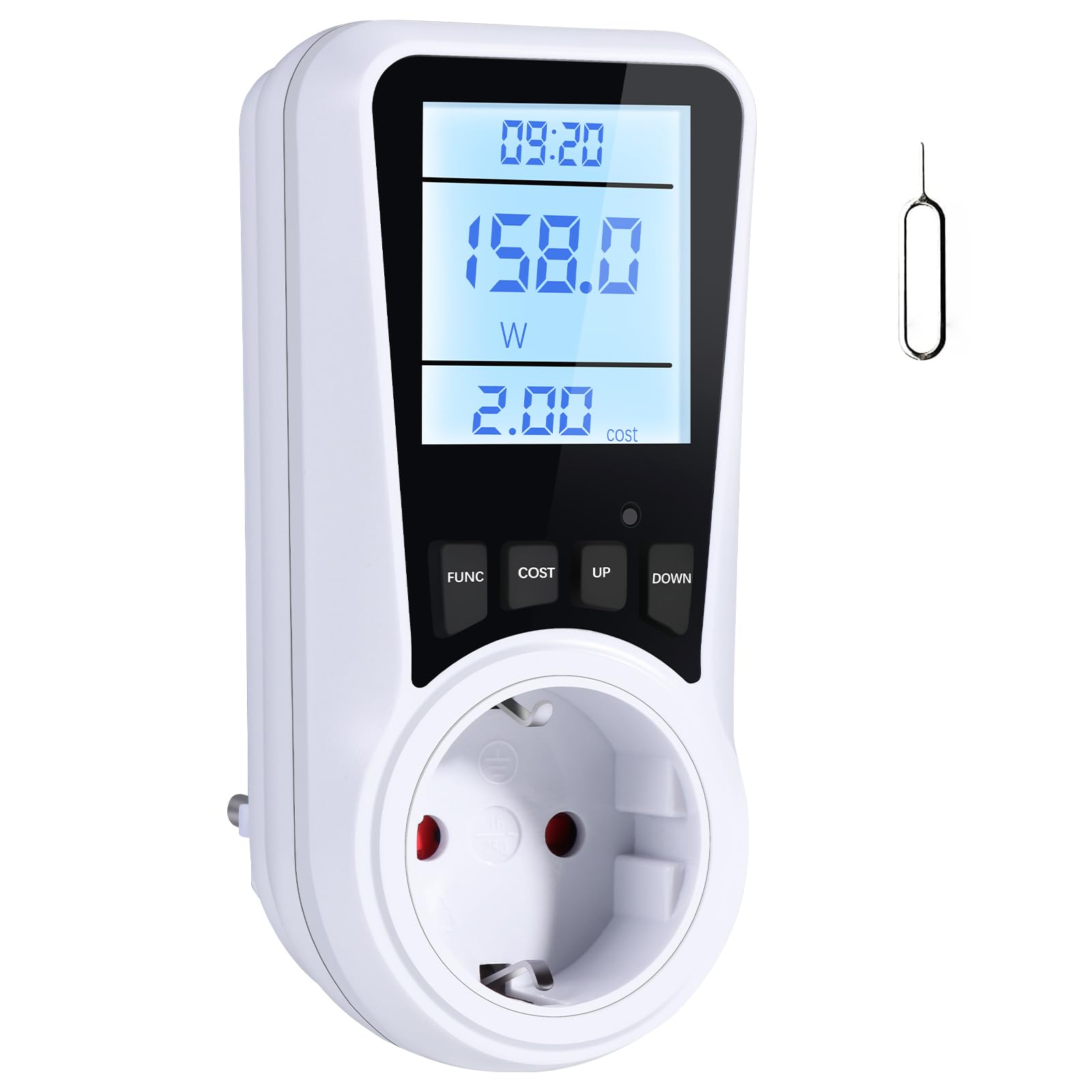 Vinabo Misuratore Consumo Elettrico con LCD 16A/3680W