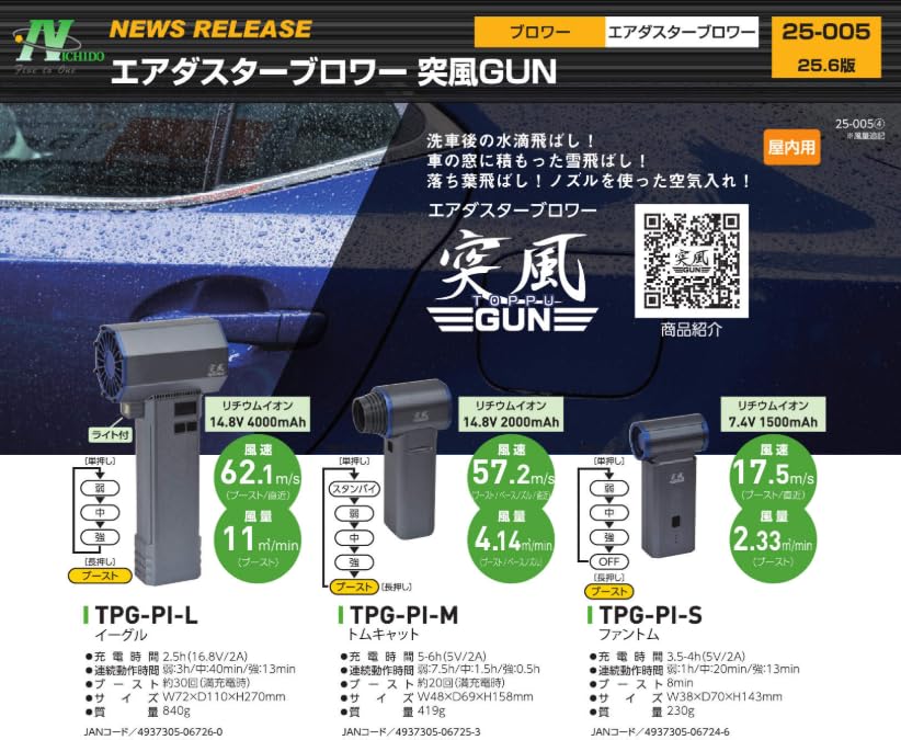 日動工業 エアダスター 電動エアダスター TPG-PI-L 突風GUN イーグル