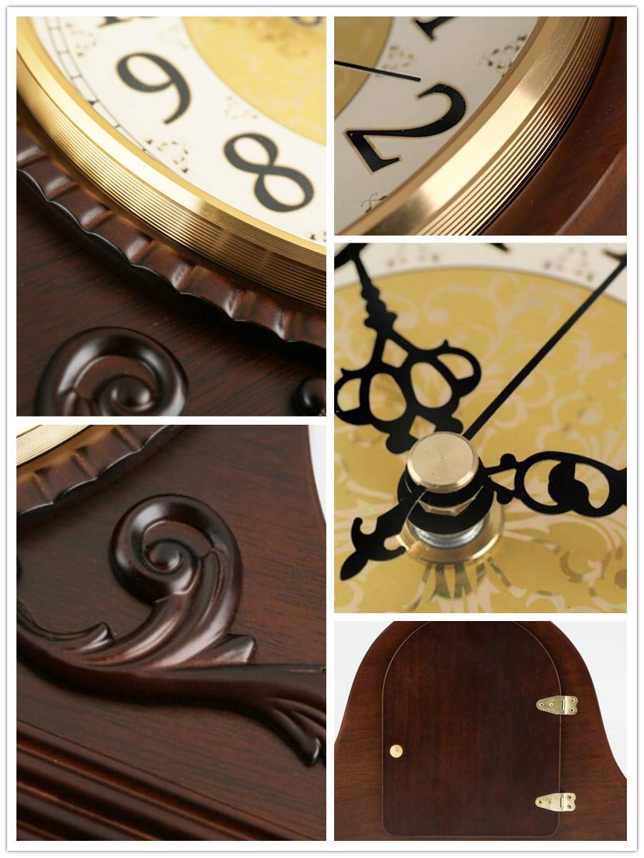 Uhr, Geräuschlos, Holz, Regaluhr, Kaminuhren, Vintage, Nicht Tickende Familien-Schreibtischuhr, Batteriebetrieben, Mit Quarzwerk, Hd-Glas, Für Schlafzimmer, Wohnzimmer