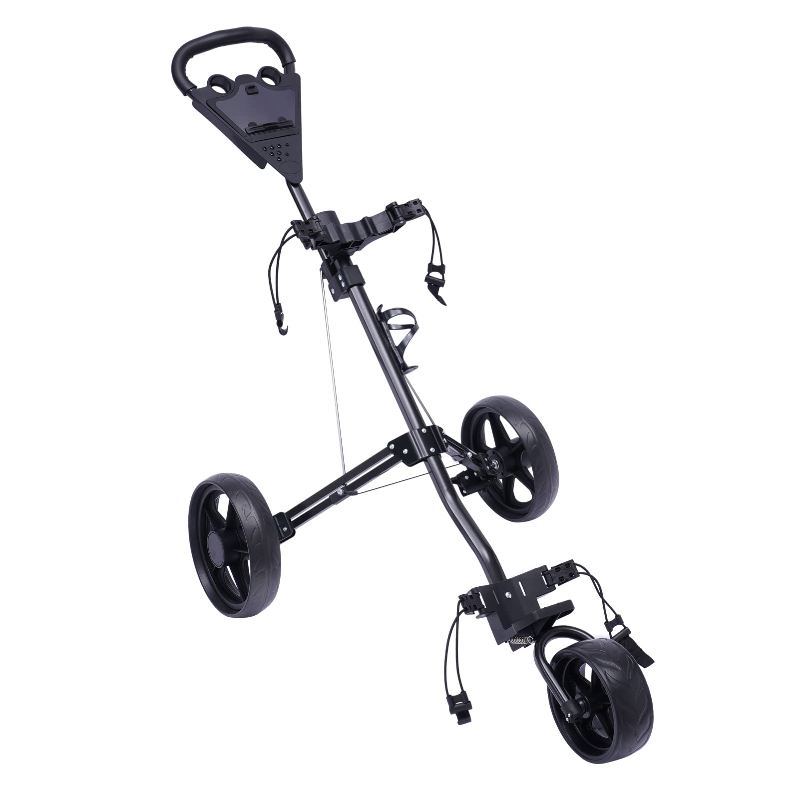 NEATOOM 3 Wheel Golf Push Cart, Foldable Golf Push Pull Cart with Holder & Foot Brake, Lightweight Collapsible Golf Trolley for Golf Bags