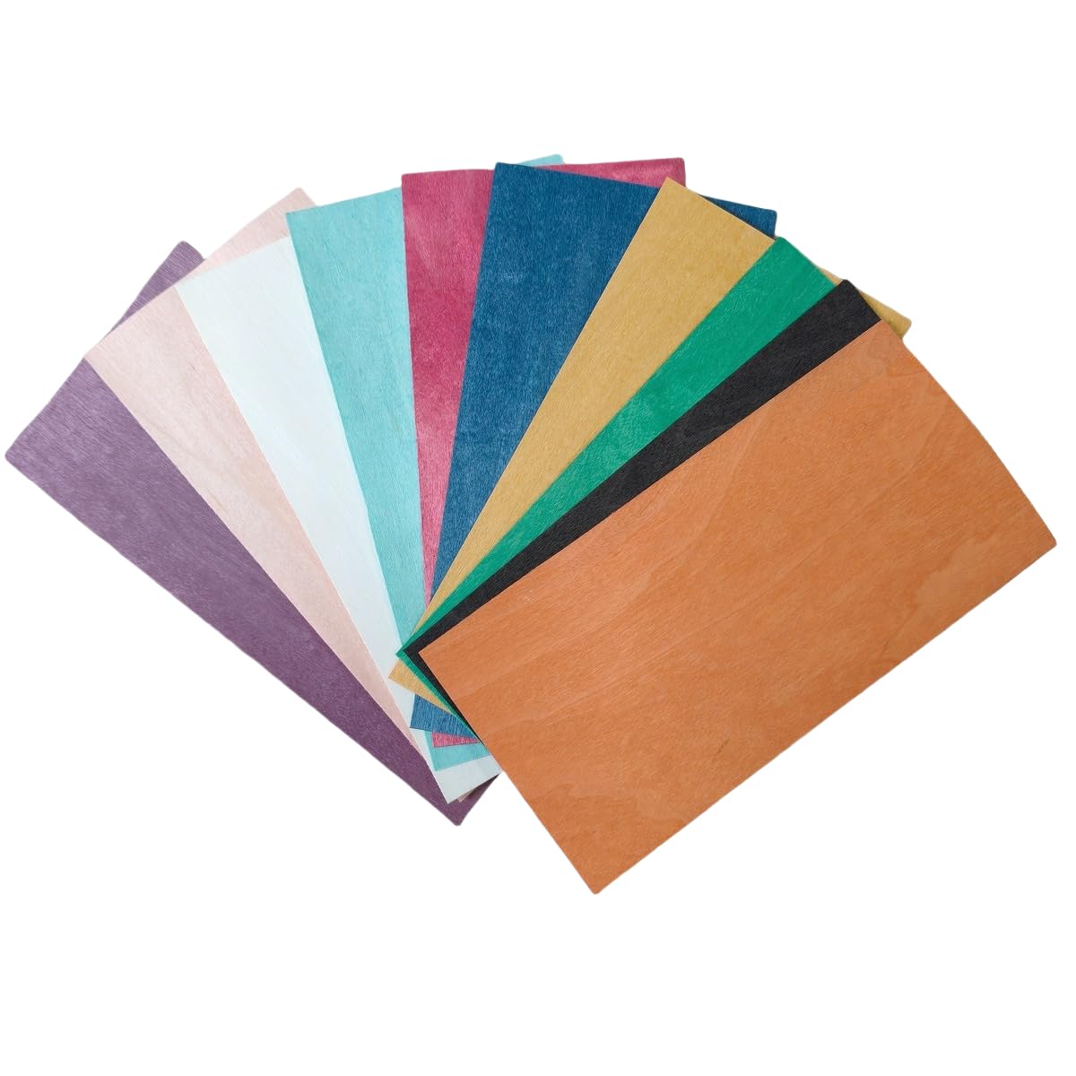 10 fogli di impiallacciatura in legno d'acero esotico tinto 10 colori 19 x 10 cm, taglio piatto, chip per tastiera chitarra, intarsio, lavorazione del legno
