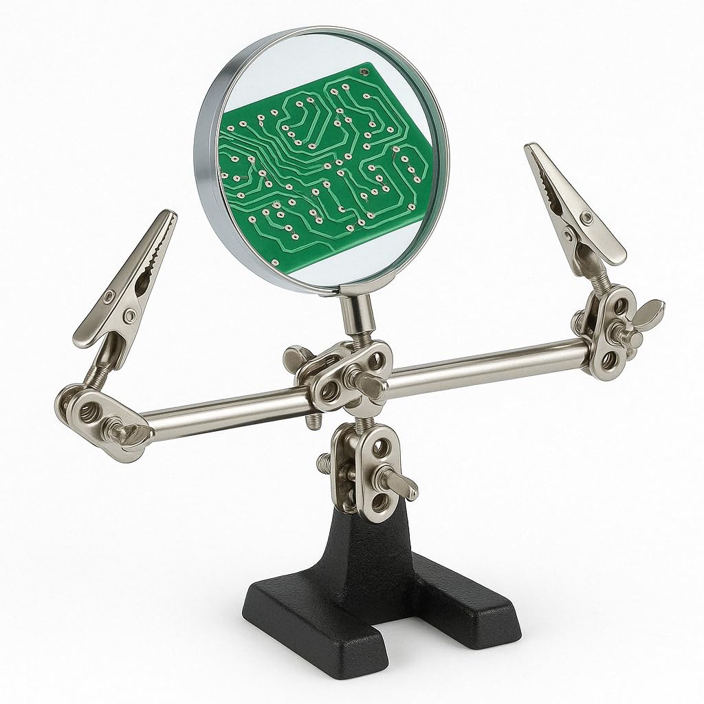 Supporto Terza Mano per modellismo saldature di precisione con pinzette e lente di ingrandimento 60 mm pinze a coccodrillo