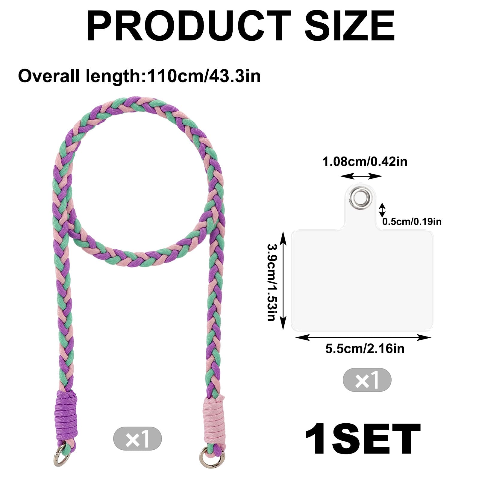 Handykette Universal zum Umhängen Handyband Kordel Kette für aus Nylon, Kompatibel mit jedem Handy und Smartphone,Phone Lanyard + 1 Stück Pad