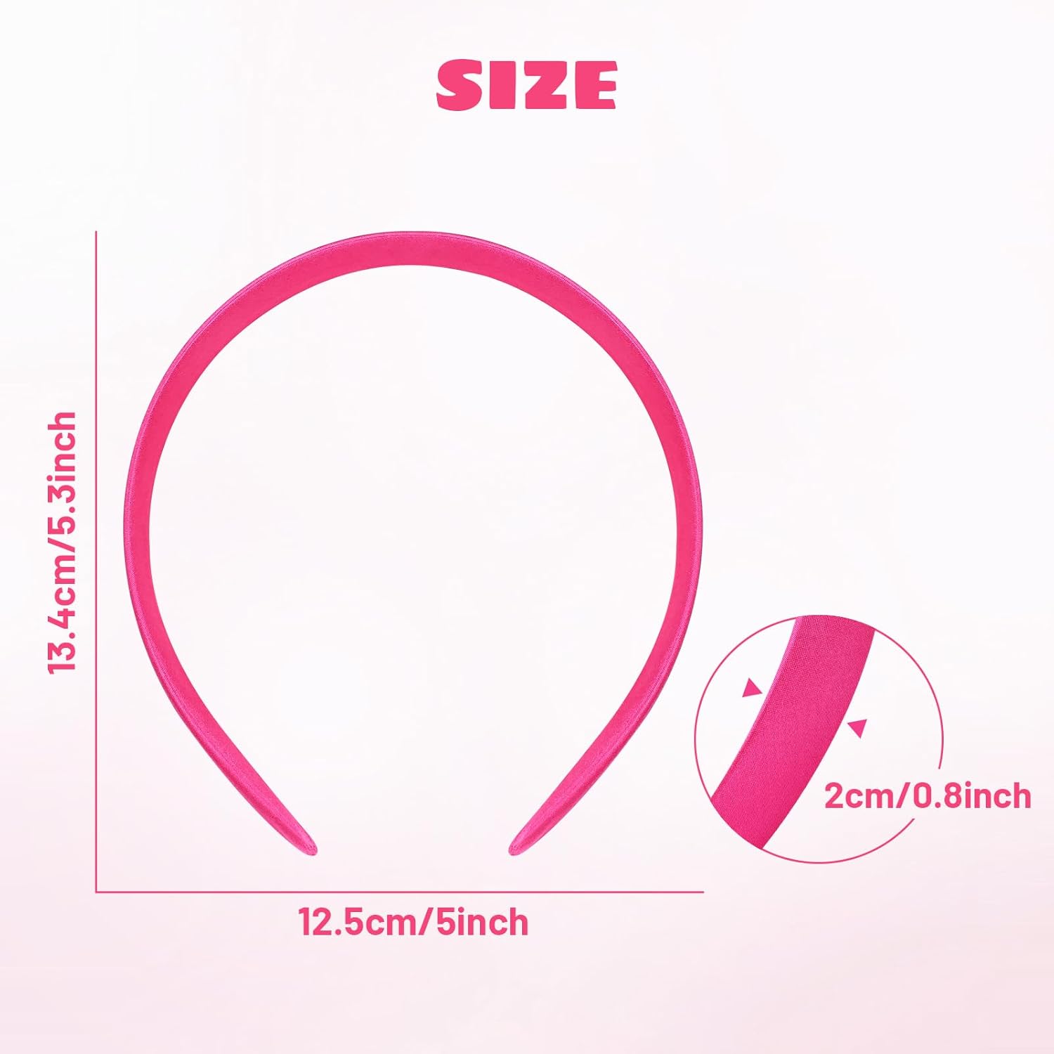 Cinaci 20 Pieces Candy Color Width 2cm/0.8" Plastic Headbands Satin Wrapped Blank Plain DIY Craft Project Headbands for Women Girls Teens Kids Hair Accessories - Image 2