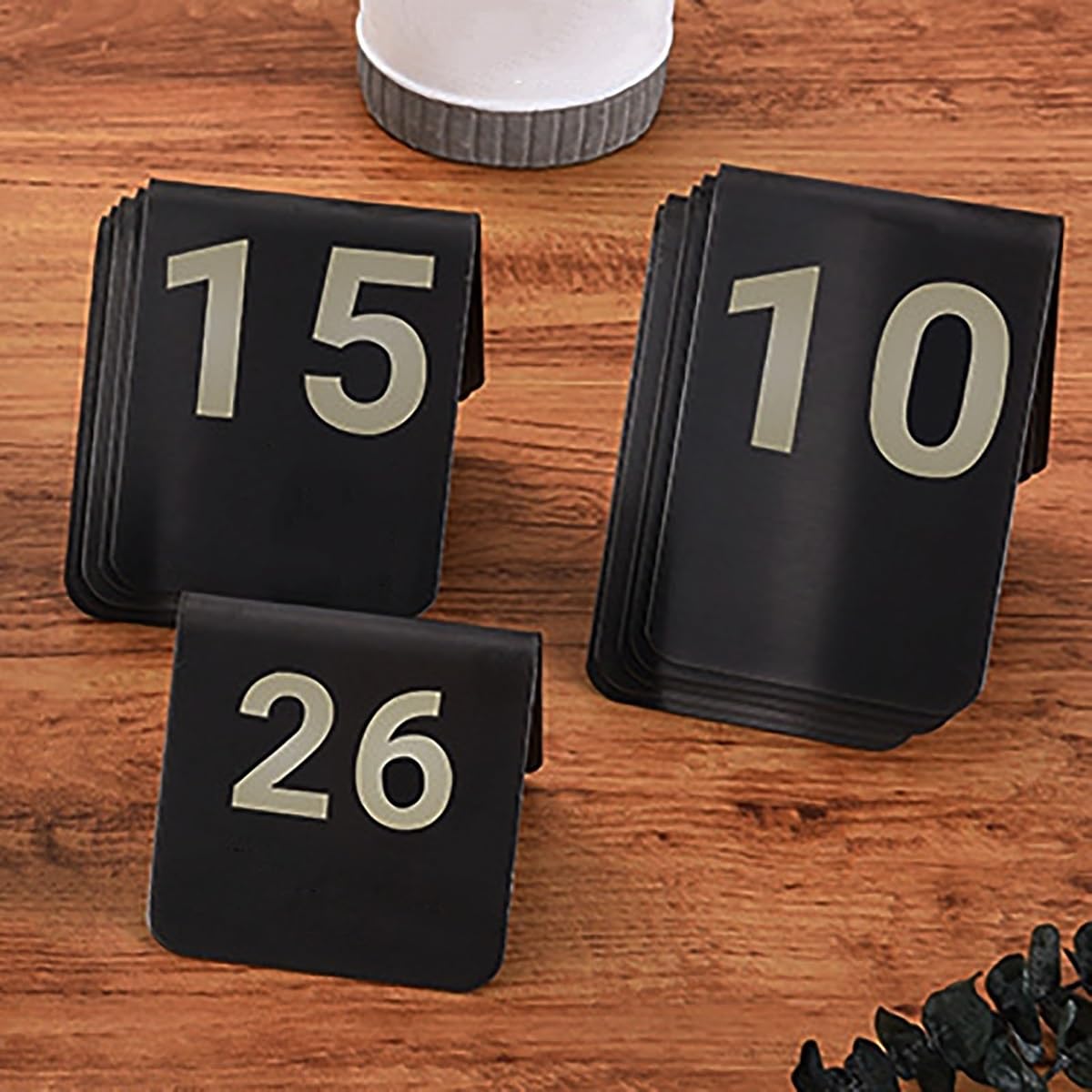 Números de mesa Números de mesa 1-5/10/20, Números de mesa estilo tienda de campaña de acero inoxidable de titanio negro Placa de número de restaurante Placa de asiento reservada, Suministros para fi