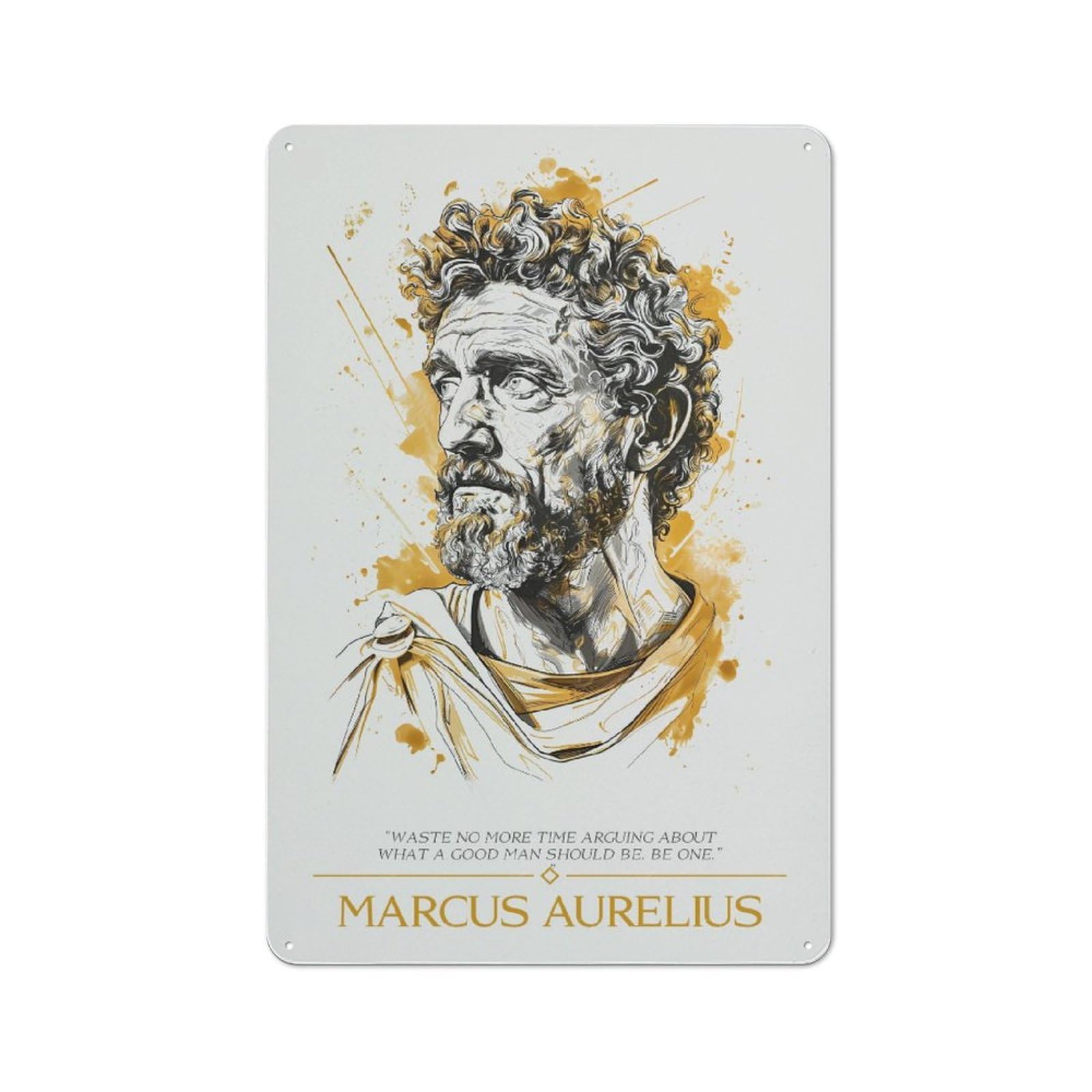 Junmoney Marcus Aurelius Metal Wall Sign 30X20cm Featuring For Garage Wall, For Kitchen, Dining Room And Home Bar Wall Decor