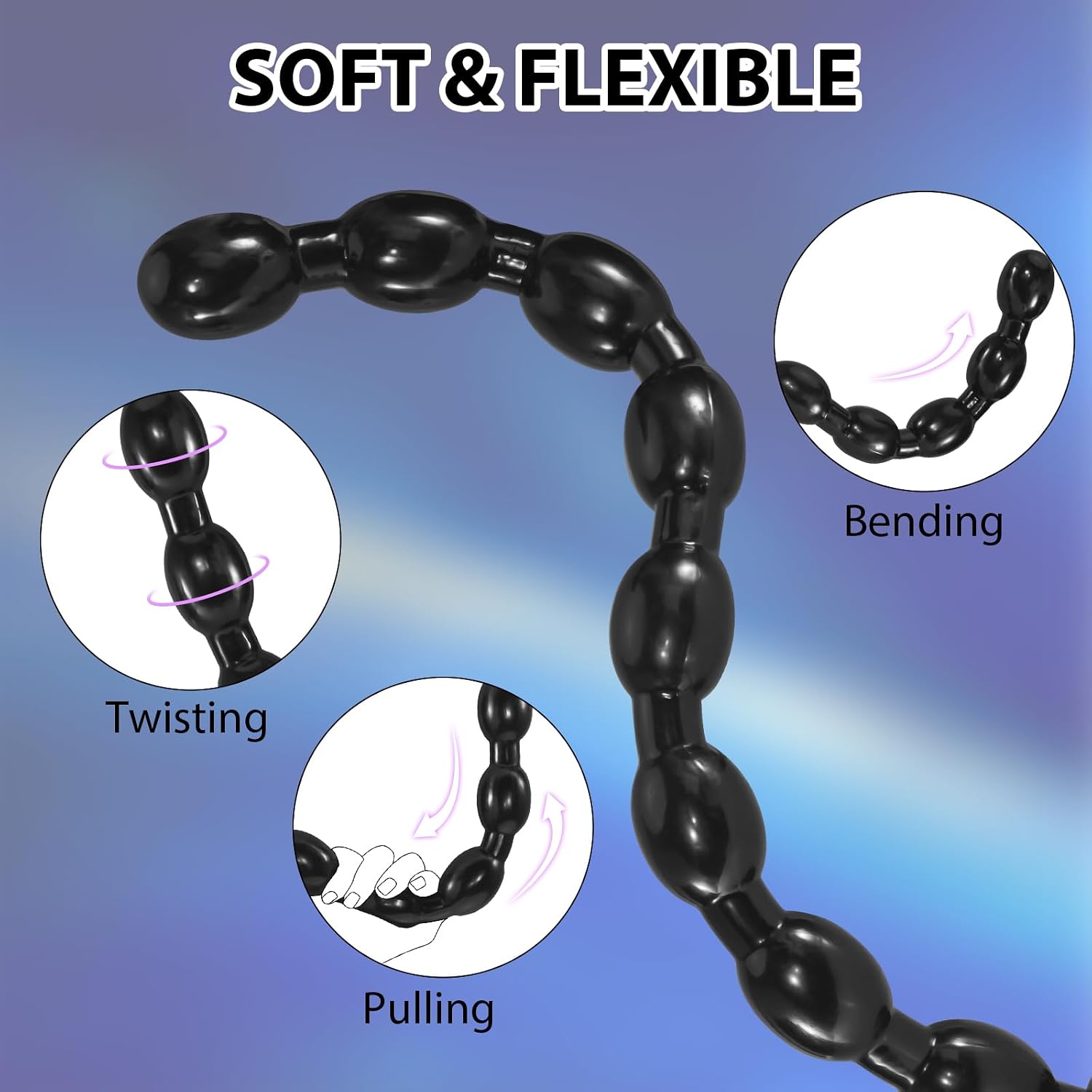 19.3inch Super Long Anal Plug Dildo,XL Anal Beads Butt Plug with 8 Thick Balls Soft Anal Chain Trainer with Suction Cup for Vaginal G Spot Stimulation Anus Dilator Adult Sex Toys for Men Women