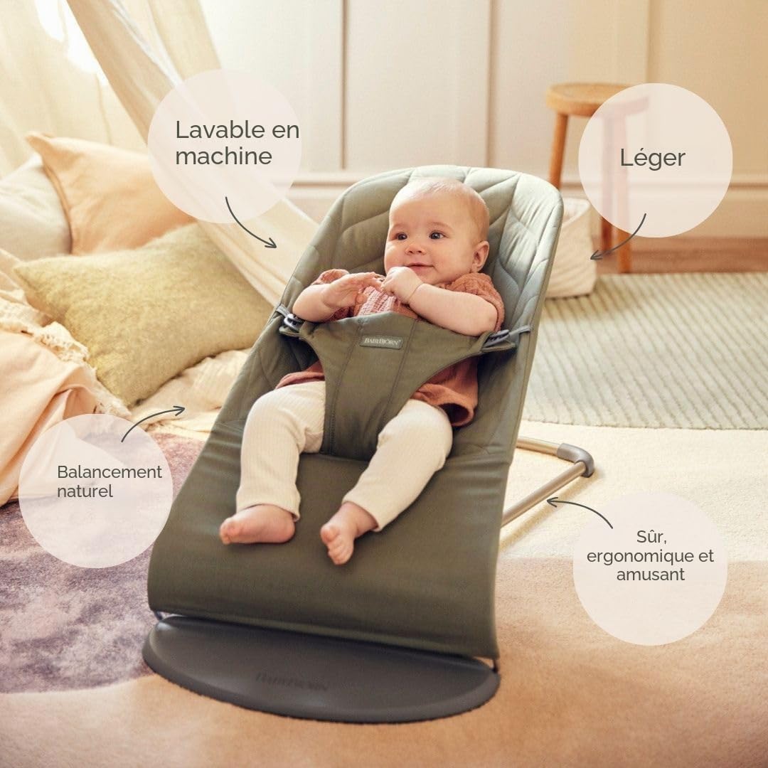 BabyBjörn Transat Bliss, Tissé, matelassage Pétale, Vert foncé