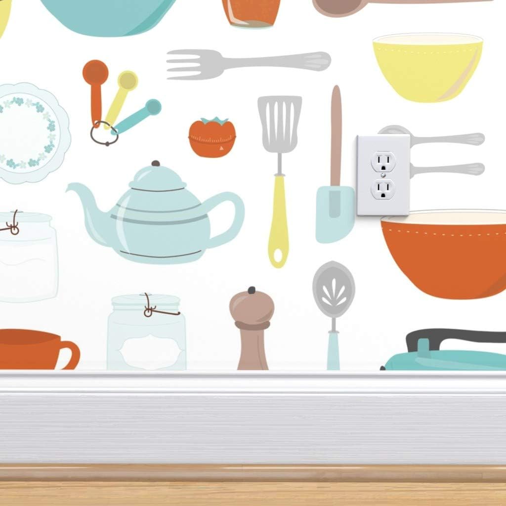 Flash Deals - 50% OFF Spoonflower Peel and Stick Removable Wallpaper, Vintage Kitchen Retro Baking Bowl Cooking Housewares Kitchenware Utensils Print, Self-Adhesive Wallpaper 24in x 108in Roll Get Special Price Spoonflower Peel and Stick Removable Wallpaper, Vintage Kitchen Retro Baking Bowl Cooking Housewares Kitchenware Utensils Print, Self-Adhesive Wallpaper 24in x 108in Roll