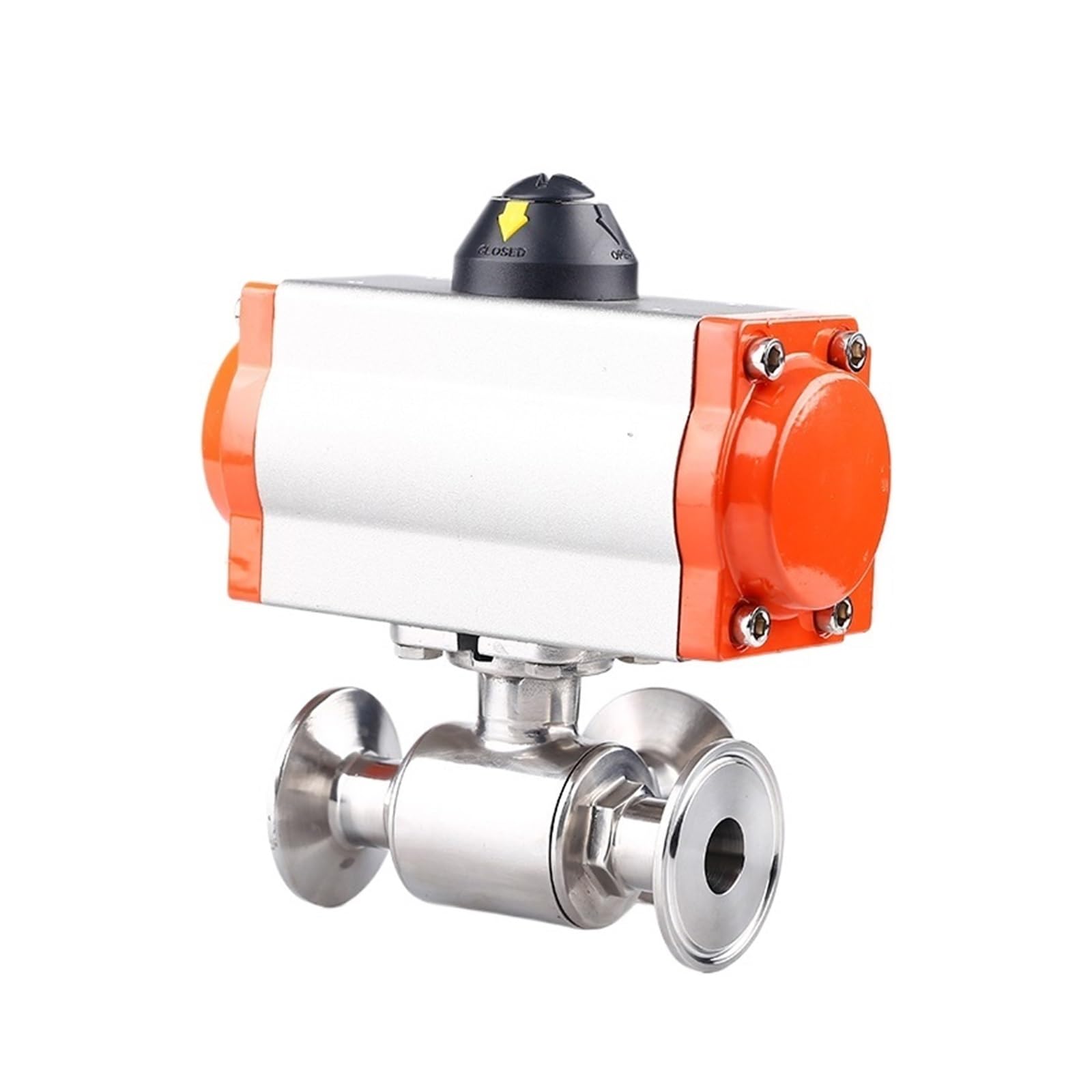 KKHCMZPI 63mm 3 Way 304 Tri Clamp Ferrule T/L Type Pneumatic Ball Valve With Double Acting Cylinder(L Type)