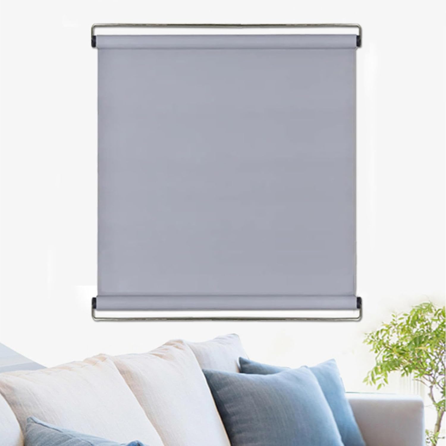 Portable Blackout Blind for Windows,32x150cm,75x200cm Roll up Shades - No Drill Window Blinds Shades -Temporary Blackout Roller Blinds for Home/Office,Free Retractable,Grey-32x200cm/12.6x78.7in