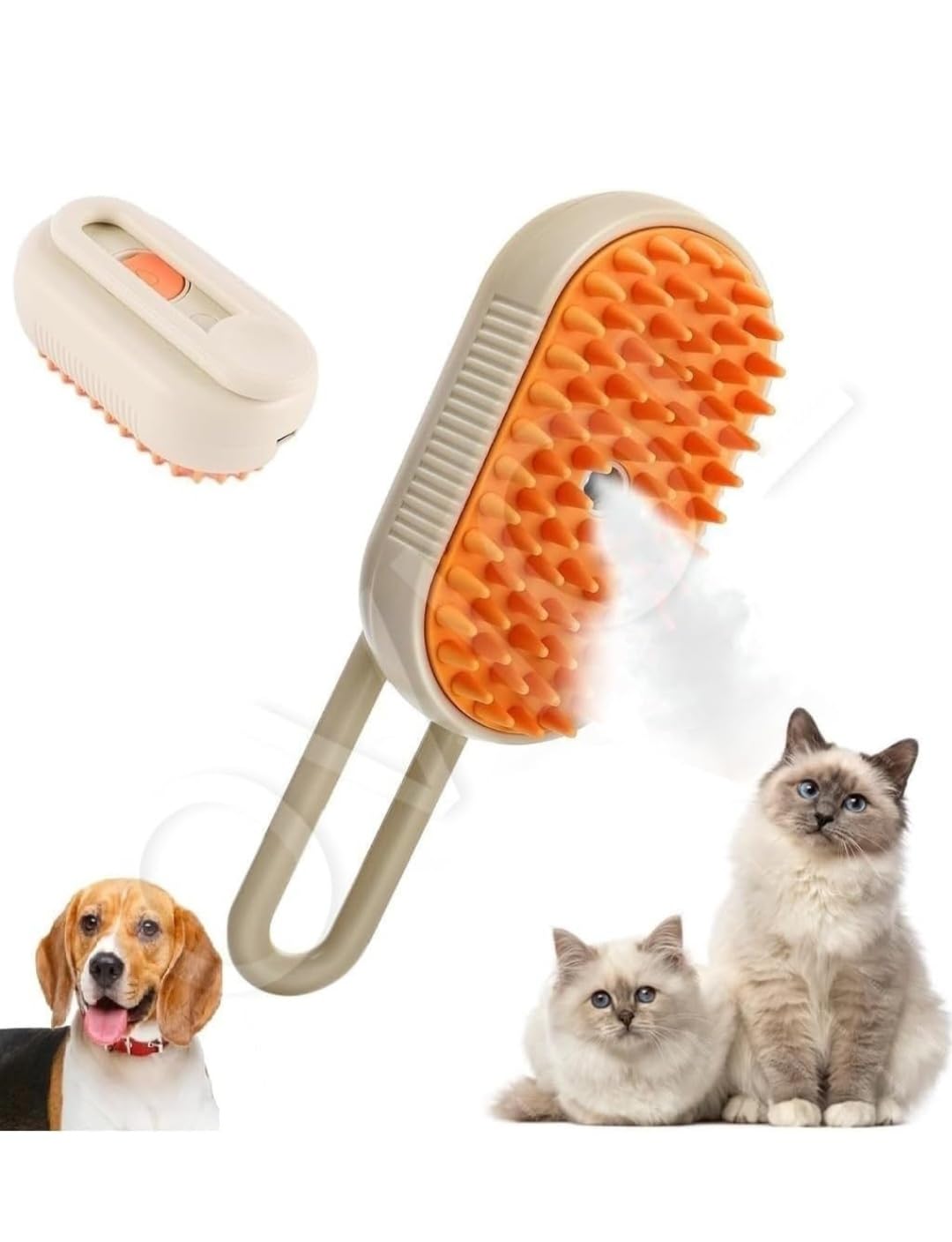 Pet Grooming brush electric, Deshedding Brush and Comb, Orange and Beige.3 In1 Pet Steam Brush - One-Touch Spray Pet Hair Removal Tool 360°Rotating Handle Cat Brush With Steam Silicone Massage Comb Cat Brush For Shedding Multifunctional Dog Hair Bru (B0DFM23WJB) Amazon Price History, Amazon Price Tracker