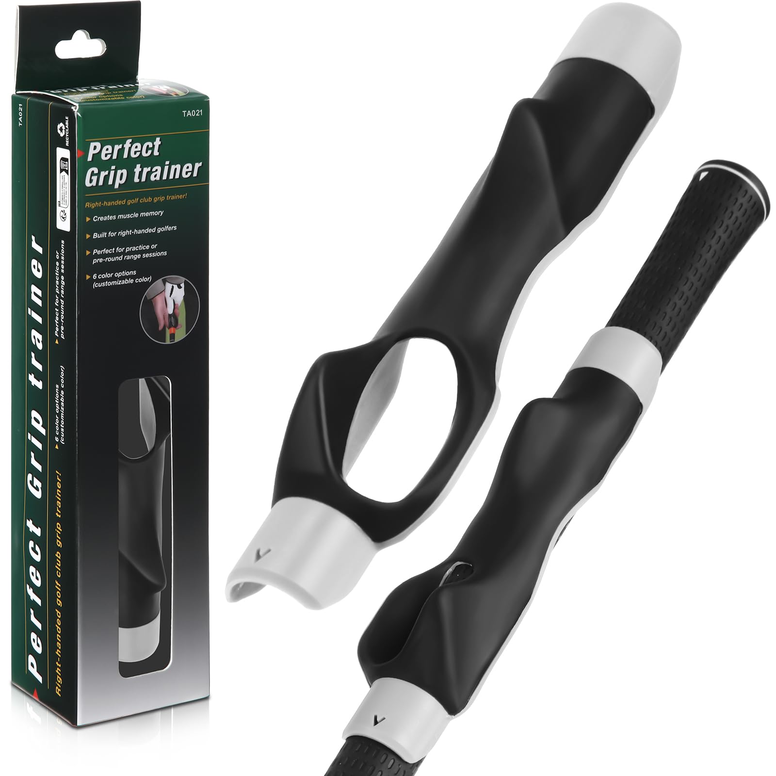 Seenelling 2 Pack Golf Grip Trainer Swing Trainer for Improving Hand Positioning Right Handed Golf Club Grip Equipment for Beginner Learn Correct