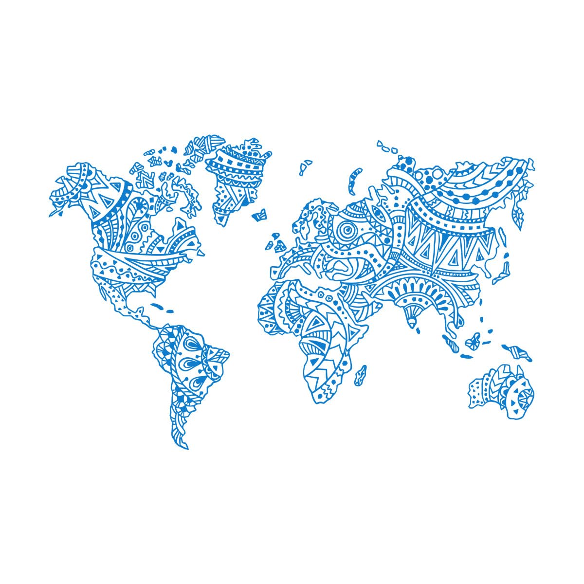 Mandala World Map Wall Decal Home Bedroom Living Room Decor Outline World Map Sticker Removable Adhesive Wall Extra Large - 95x144cm — image 1