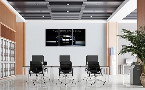 Miniatura 5 de KAWAHONE Lienzo decorativo motivacional para pared, con texto en inglés "It All Starts with A Dream", póster inspirador para oficina, con citas,