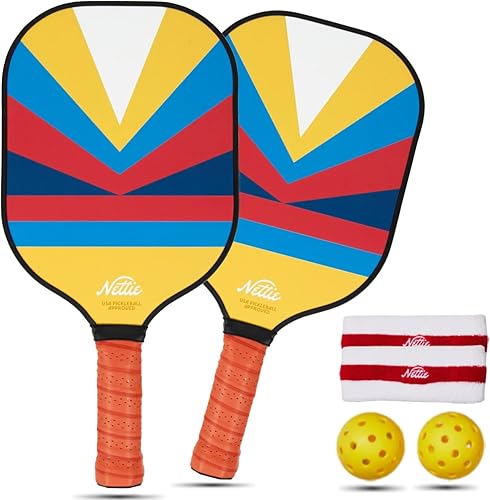 Nettie Pickleball Co. - Pickleball Paddle Set of 2  Fun Pickleball Paddles  2 Lightweight Honeycomb Core Pickleball Paddles  Includes 2 Pickleball
