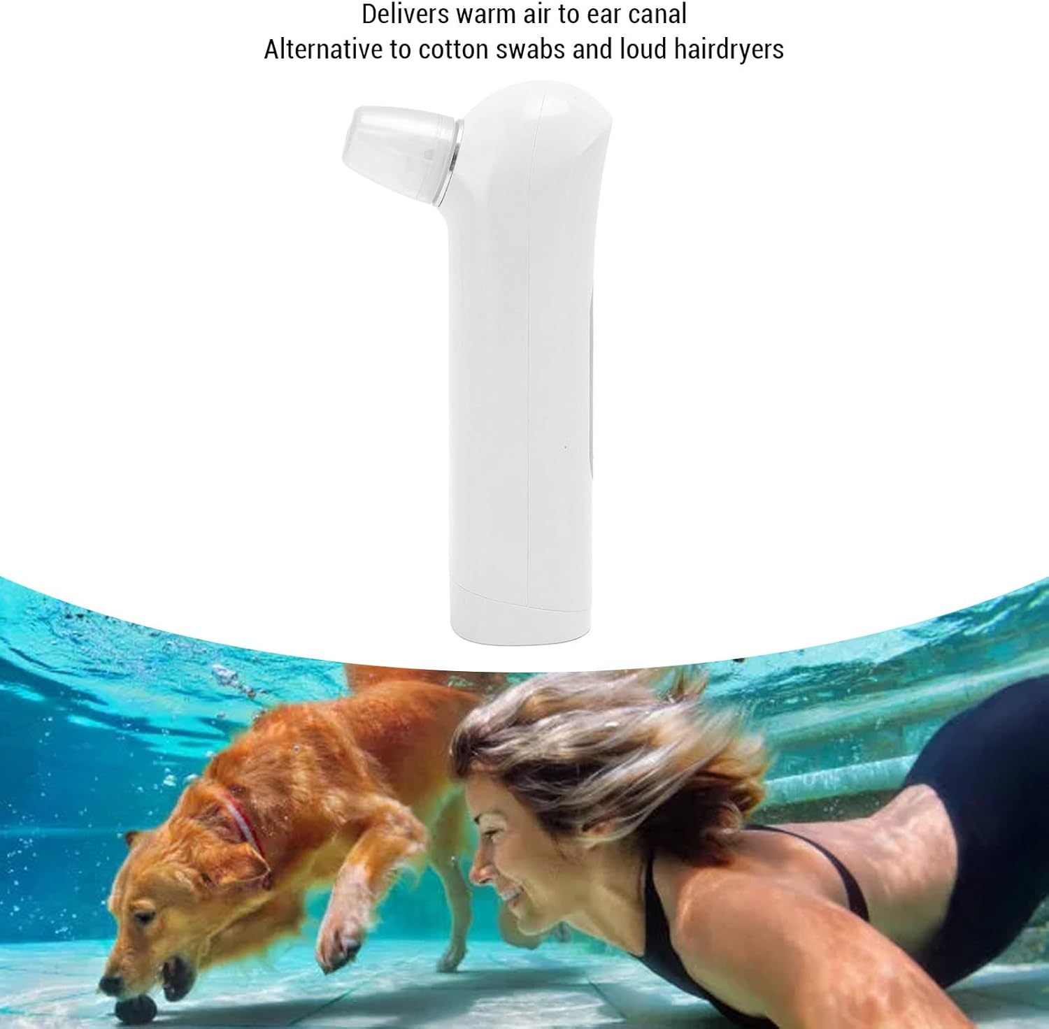 Electronic Ear Water Remover, Ear Dryer Warm Wind 20000RPM Smart Control 4 Wind Speed Electronic Ear Drying Water Remover Inner Ear Fluid Removal Tool for Swimmers Showering (White)