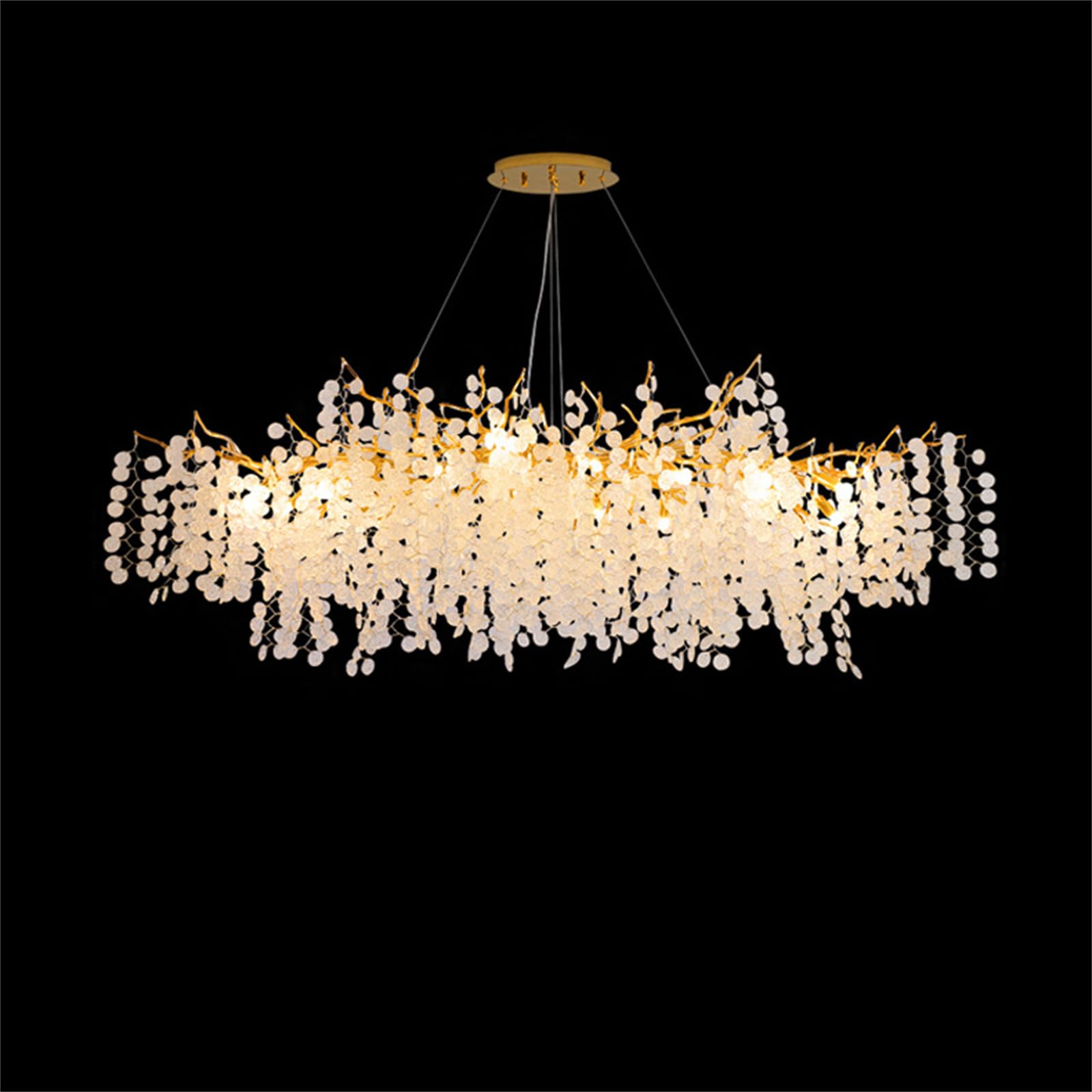 KXEcoLife Modern Crystal Tree Branch Chandelier, Luxury Art Deco Raindrop Pendant Light Fixture for Dining Room Living Bedroom Foyer Entryway,Rectangle L100cm